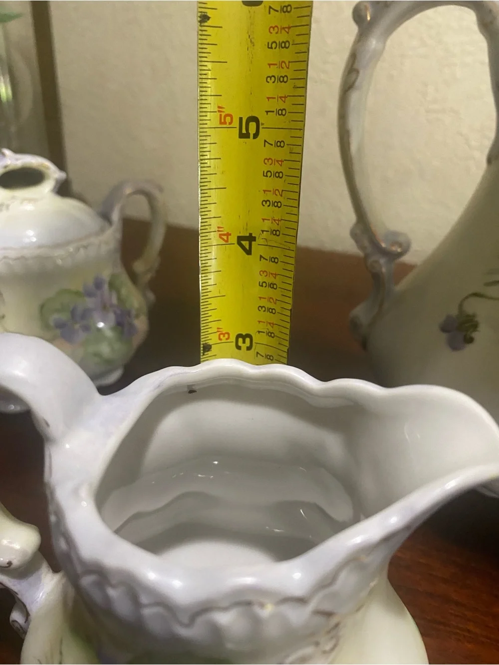 Vintage, Victorian Cottage core, Hand Painted Porcelain, 3 Piece Tea Serving Set